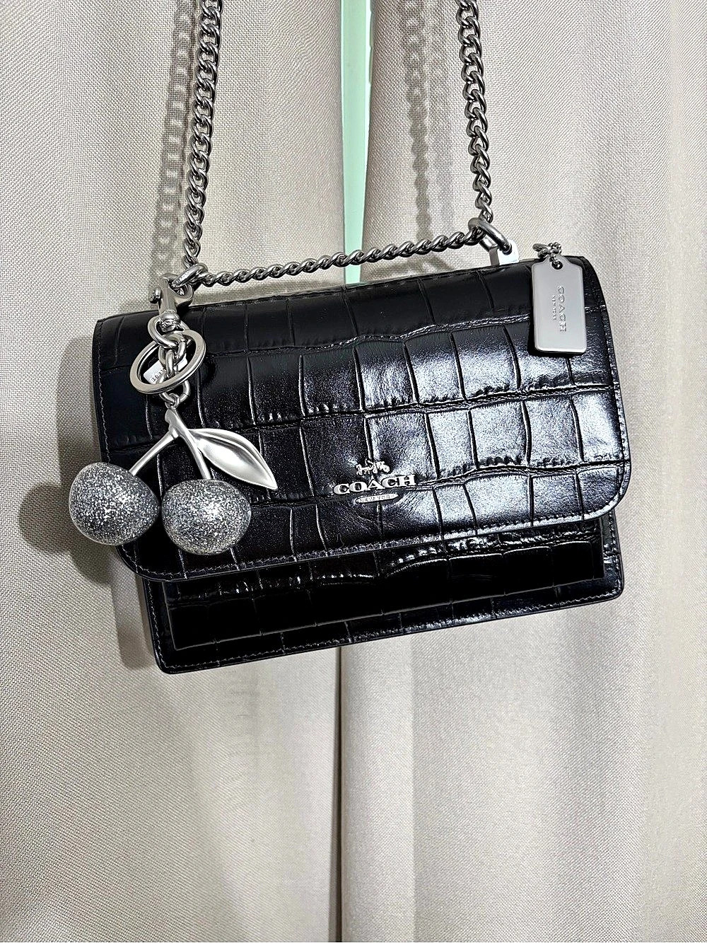 Coach Klare Croc Crossbody with Coach Glitter Cherries 🍒